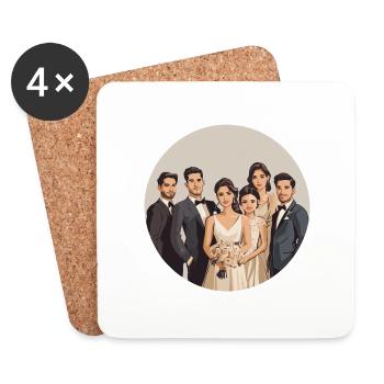 Élégance et joie – Le moment parfait du mariage - Dessous de verre (lot de 4) - blanc - Devant