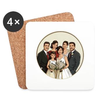 Célébrez le bonheur de la famille lors d’une journée spéciale - Dessous de verre (lot de 4) - blanc - Devant