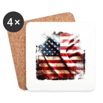 Flagge Amerika Grunge - Untersetzer (4er-Set) - Weiß - Vorne