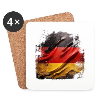 Deutschlandflagge grunge - Untersetzer (4er-Set) - Weiß - Vorne