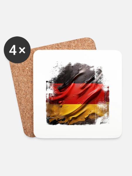 Deutschlandflagge grunge - Untersetzer (4er-Set) - Weiß
