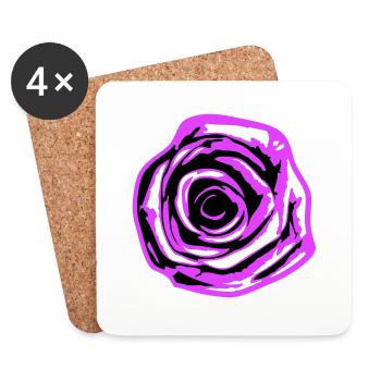 Jolie belle fleur de rose feuille roses romantique - Dessous de verre (lot de 4) - blanc - Devant