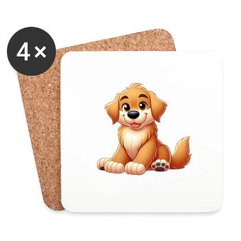 golden retriever 2 - Dessous de verre (lot de 4) - blanc - Devant