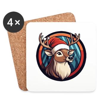 Deer Christmas Animal - Coasters (set of 4) - white - Front