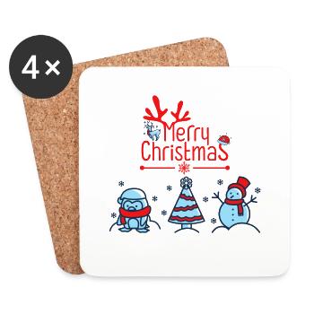 Joyeux Noël en lettres rouges - Dessous de verre (lot de 4) - blanc - Devant