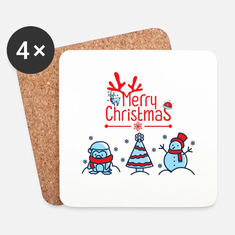 Merry Christmas red letters - Untersetzer (4er-Set) - Weiß