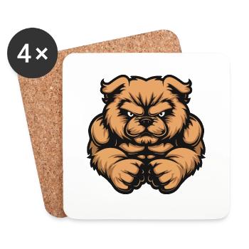 Chow Chow Chien Muscles Fitness - Dessous de verre (lot de 4) - blanc - Devant