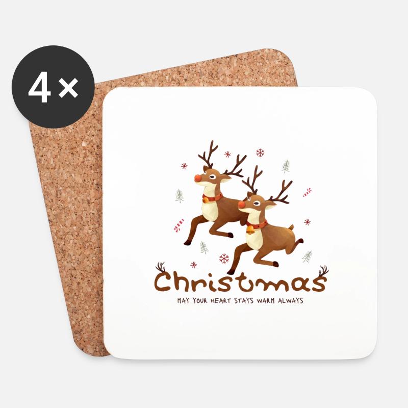 Reindeer - Untersetzer (4er-Set) - Weiß