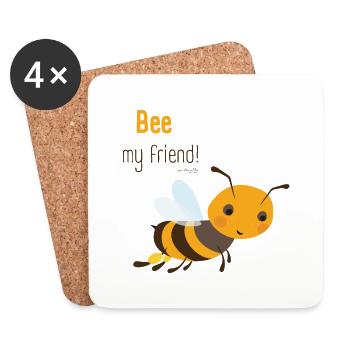 Süßes Bienen-Motiv – Bee my friend für Kinder - Untersetzer (4er-Set) - Weiß - Vorne