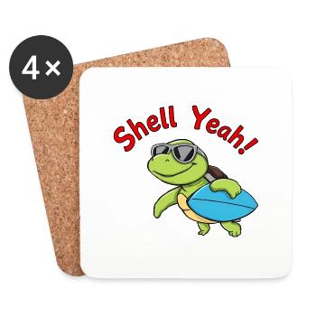 Joyful Cartoon Frog Surfing, Ready for Waves - Coasters (set of 4) - white - Front