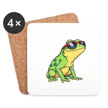 Quirky Frog with Red & Blue Sunglasses, Casual - Coasters (set of 4) - white - Front