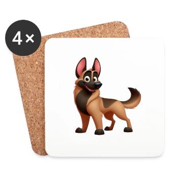 malinois 8 - Dessous de verre (lot de 4) - blanc - Devant