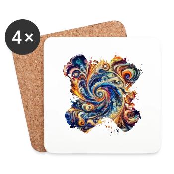 Vibrant Abstract Swirl - Coasters (set of 4) - white - Front