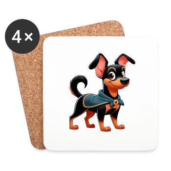 pinscher 3 - Dessous de verre (lot de 4) - blanc - Devant