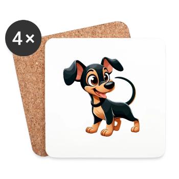 pinscher 2 - Dessous de verre (lot de 4) - blanc - Devant