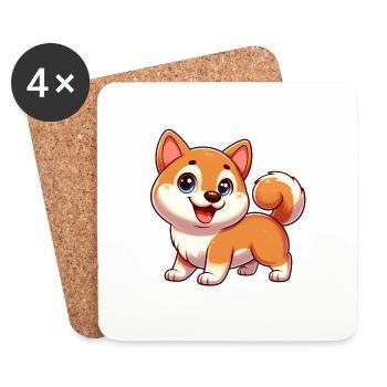 shiba - Dessous de verre (lot de 4) - blanc - Devant