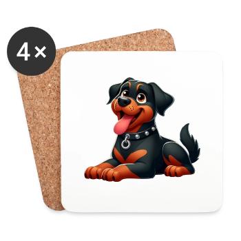 rottweiller 5 - Dessous de verre (lot de 4) - blanc - Devant