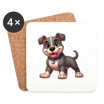 pitbull - Dessous de verre (lot de 4) - blanc - Devant