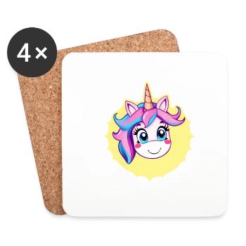 Lächelndes Einhorn magische Illustration - Untersetzer (4er-Set) - Weiß - Vorne