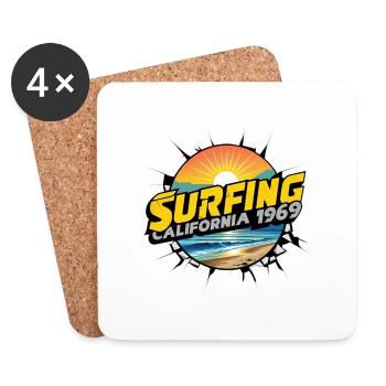 Surfen in Kalifornien - Untersetzer (4er-Set) - Weiß - Vorne