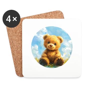 Sunny cuddly bear: pure joy! - Coasters (set of 4) - white - Front