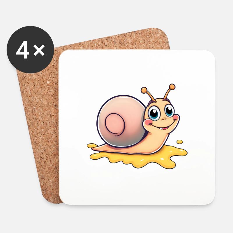 Glückliche Schnecke, die eine bunte Spur hinterlässt - Untersetzer (4er-Set) - Weiß