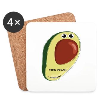 Vegan Avocado - Coasters (set of 4) - white - Front