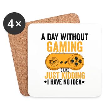 Gamer Idée Cadeau Jeux Vidéo Humour Drôles Geek - Dessous de verre (lot de 4) - blanc - Devant