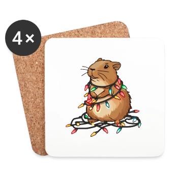 Lustig Capybara Weihnachten Christmas - Untersetzer (4er-Set) - Weiß - Vorne