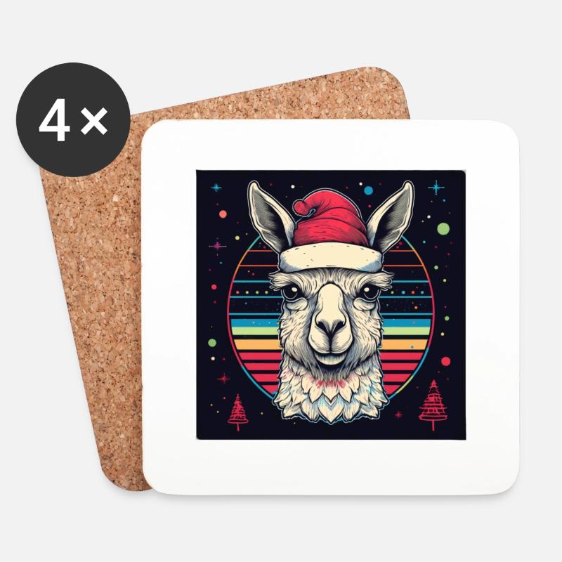 Alpaka X-Mas - Untersetzer (4er-Set) - Weiß