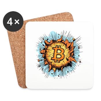 Bitcoin Boom : La puissance explosive de la crypto ! - Dessous de verre (lot de 4) - blanc - Devant