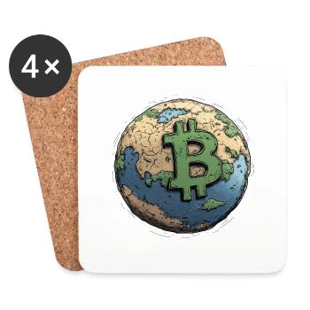 Bitcoin Earth: The currency of a networked world! - Coasters (set of 4) - white - Front