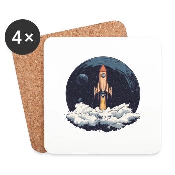 Départ dans l’univers : Les étoiles vous attendent ! - Dessous de verre (lot de 4) - blanc - Devant