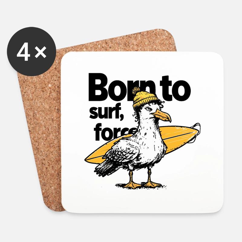 Surfen Möwe mit Einstellung - Untersetzer (4er-Set) - Weiß
