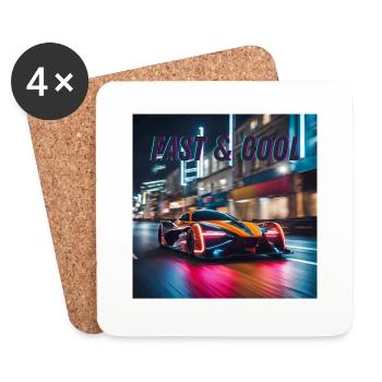 Fast und Cool - Untersetzer (4er-Set) - Weiß - Vorne
