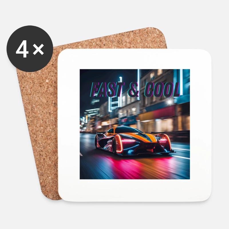 Fast und Cool - Untersetzer (4er-Set) - Weiß