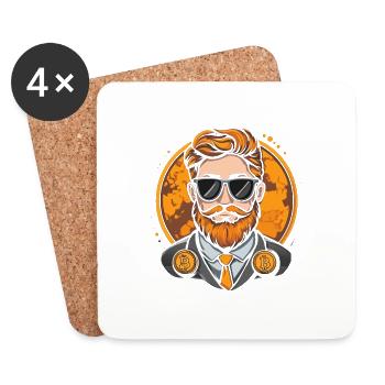 Bitcoin Hipster - Coasters (set of 4) - white - Front