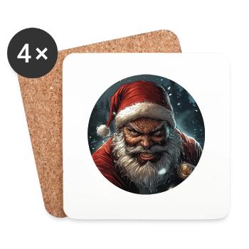 Bad Santa: Weihnachten mit Biss! - Untersetzer (4er-Set) - Weiß - Vorne