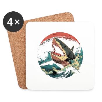 Attack of the Deep : Le pouvoir du requin ! - Dessous de verre (lot de 4) - blanc - Devant