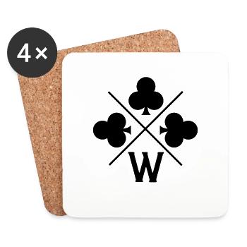 Lucky clover w letter - Coasters (set of 4) - white - Front