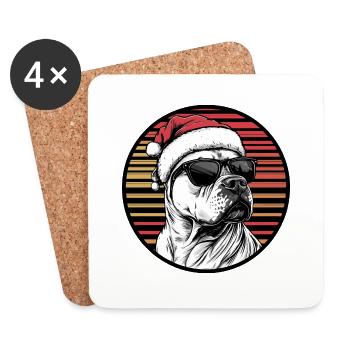 Dogue Argentino Chien Noël Cool - Dessous de verre (lot de 4) - blanc - Devant