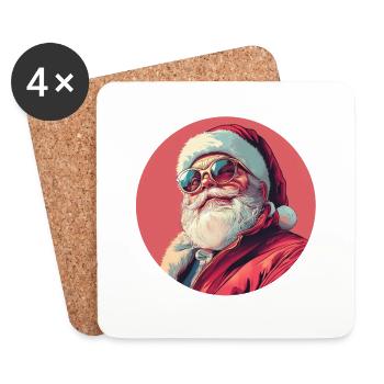 Noël cool : le Père Noël dans un nouveau look ! - Dessous de verre (lot de 4) - blanc - Devant