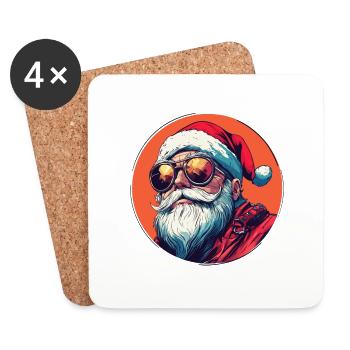 Santa mit Style: Weihnachten in cooler Optik! - Untersetzer (4er-Set) - Weiß - Vorne