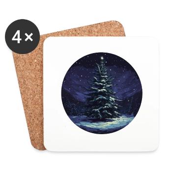 Winter Tranquility: The Glowing Tree - Coasters (set of 4) - white - Front