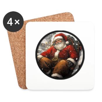 Cozy Santa: Rest before the holiday - Coasters (set of 4) - white - Front