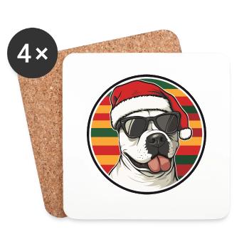 Bull Terrier Chien Noël Cool - Dessous de verre (lot de 4) - blanc - Devant