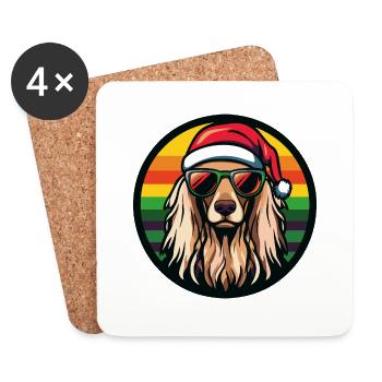 Afghan Hound Hund Weihnachten Cool - Untersetzer (4er-Set) - Weiß - Vorne