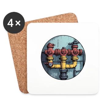 Industrial Pipe Construction - Coasters (set of 4) - white - Front
