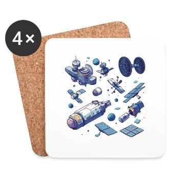 Modular Space Stations: The Future of Space Exploration - Coasters (set of 4) - white - Front