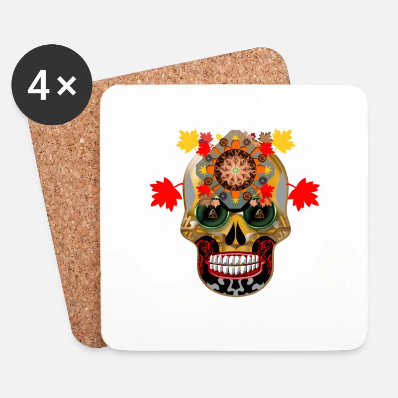 Schädel 9 - Untersetzer (4er-Set) - Weiß